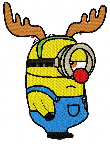 Minion in deer costume machine embroidery design