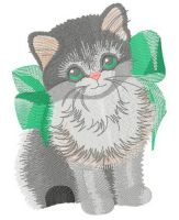 Kitten with bow embroidery design
