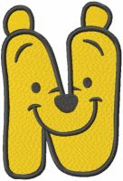 Pooh letter n embroidery design