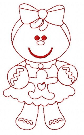 Gingerbread girl 3 machine embroidery design