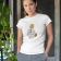 t-shirt with Ghost with iced Coffee embroidery design featuring woman