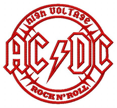 AC/DC alternative round logo machine embroidery design