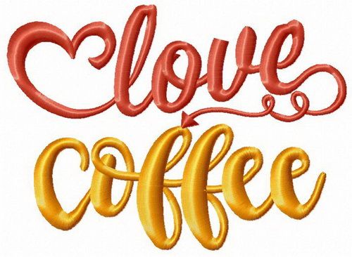 Love coffee machine embroidery design