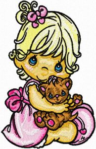 Precious Moments Girl and Toy embroidery design