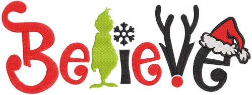 Grinch believe embroidery design