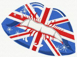 UK flag lips embroidery design