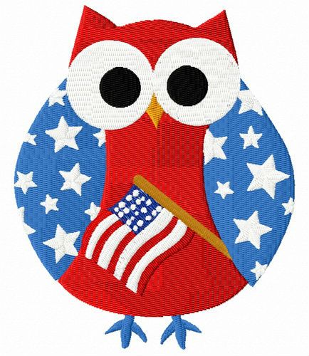 American owl machine embroidery design