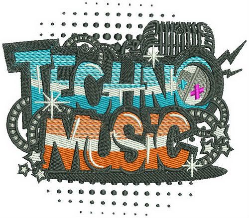 Techno music machine embroidery design