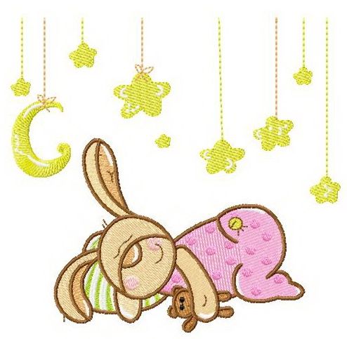 Baby bunny sweet dreams machine embroidery design