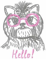 Dog in glasses free embroidery design