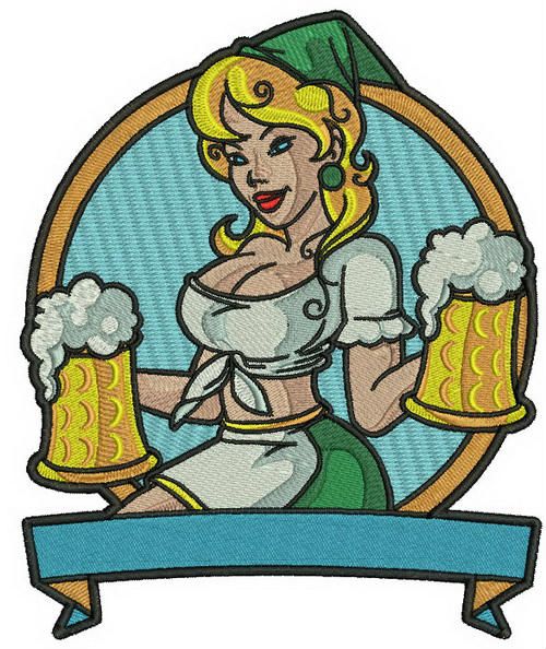 Beer girl machine embroidery design