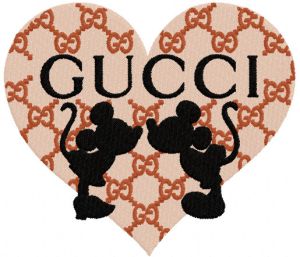 Mickey Gucci heart embroidery design