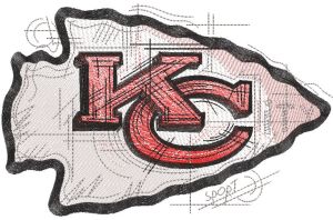 Kansas City Chiefs Art sketch style logo embroidery design