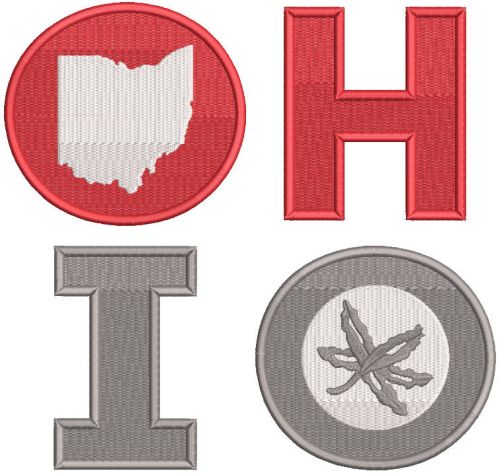 Ohio State four letters logo embroidery design
