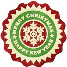 Christmas round label embroidery design