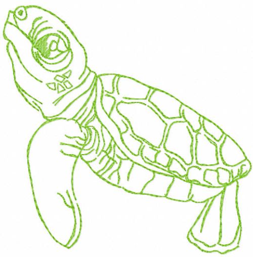 Green turtle one color free embroidery design