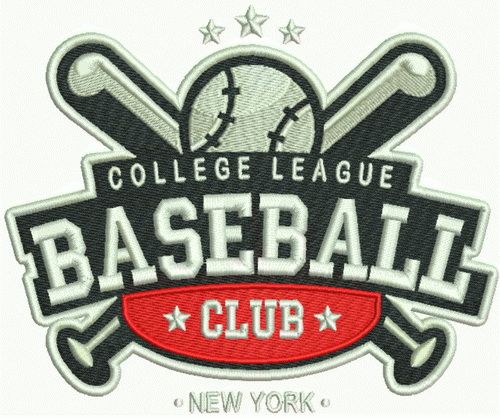 College league baseball club machine embroidery design