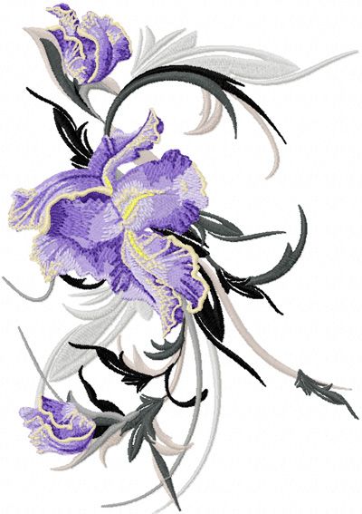 Big Swirl Iris machine embroidery design