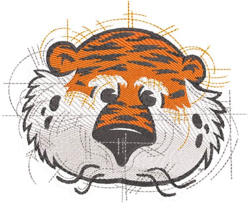 Auburn Aubie Head sketch art embroidery design