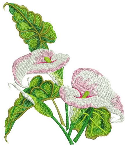 Two calla lilies machine embroidery design
