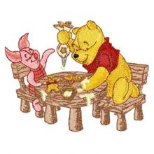 Winnie the Pooh and Piglet Make Christmas Dinner embroidery design