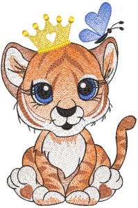 Tiger king and butterfly embroidery design