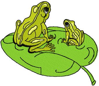 two frogs free machine embroidery design