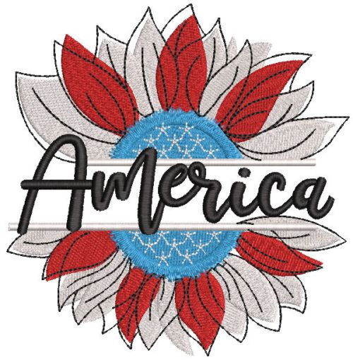 America sunflower embroidery design