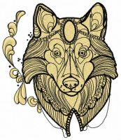 Clever dog embroidery design