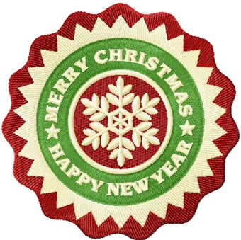 Christmas round label machine embroidery design