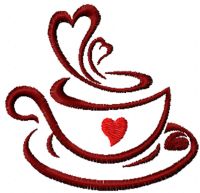 Cup coffee love embroidery design