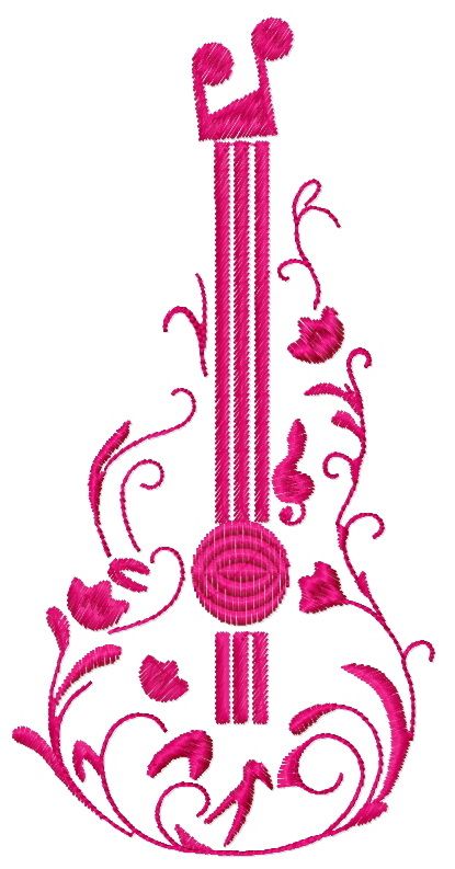 Guitar machine embroidery design