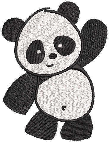 Dancing little panda embroidery design