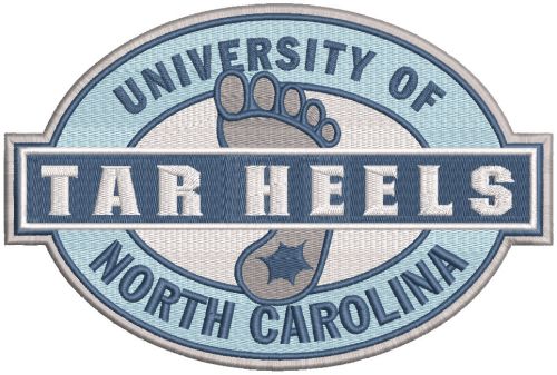University of North Carolina Tar heels logo embroidery design