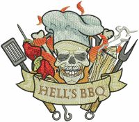 Hell's BBQ embroidery design