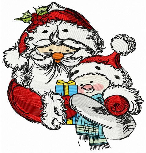 Santa and snowman 3 machine embroidery design