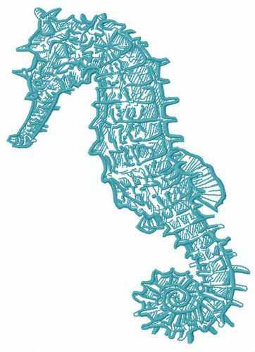 Blue seahorse machine embroidery design