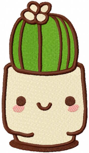 Cheerful succulent in a pot embroidery design
