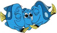 Dory with parents embroidery design