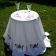 White table cloth embroidered with flowers
