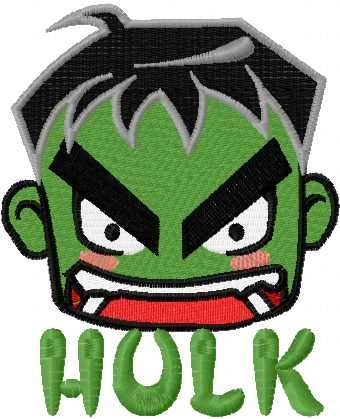 Incredible Hulk chibi embroidery design 5