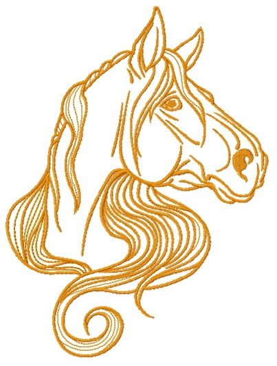 Distrustful horse machine embroidery design