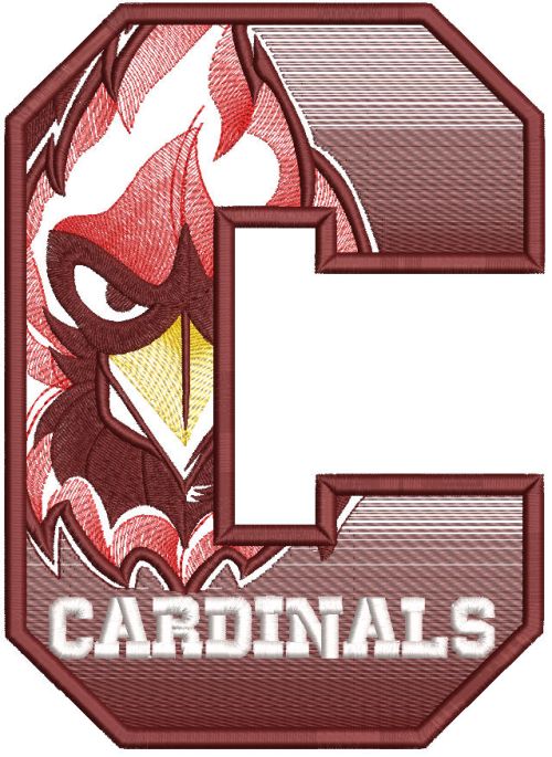 Cardinal big C embroidery design
