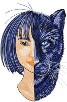 Mowgli and Bagheera embroidery design