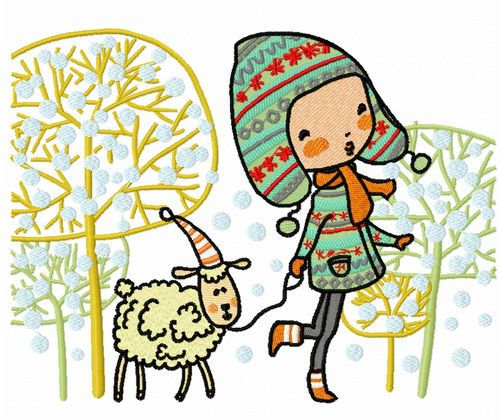 Walking with lamb 2 machine embroidery design