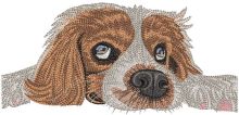 Bored dog waiting owner embroidery design