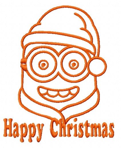 Happy Christmas Minion 3 machine embroidery design