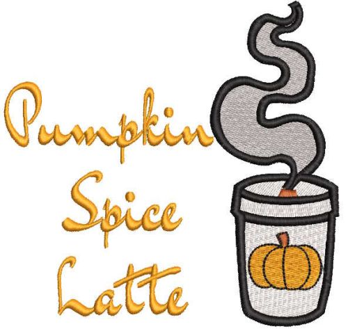Pumpkin spice latte free embroidery design