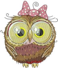 Cute owl with bow embroidery design