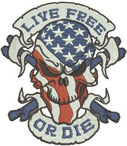 Live free or die 3 embroidery design